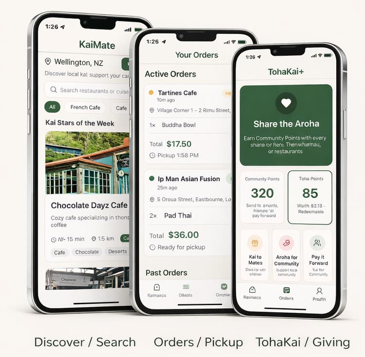 Kaimunity mobile app shown on iPhone